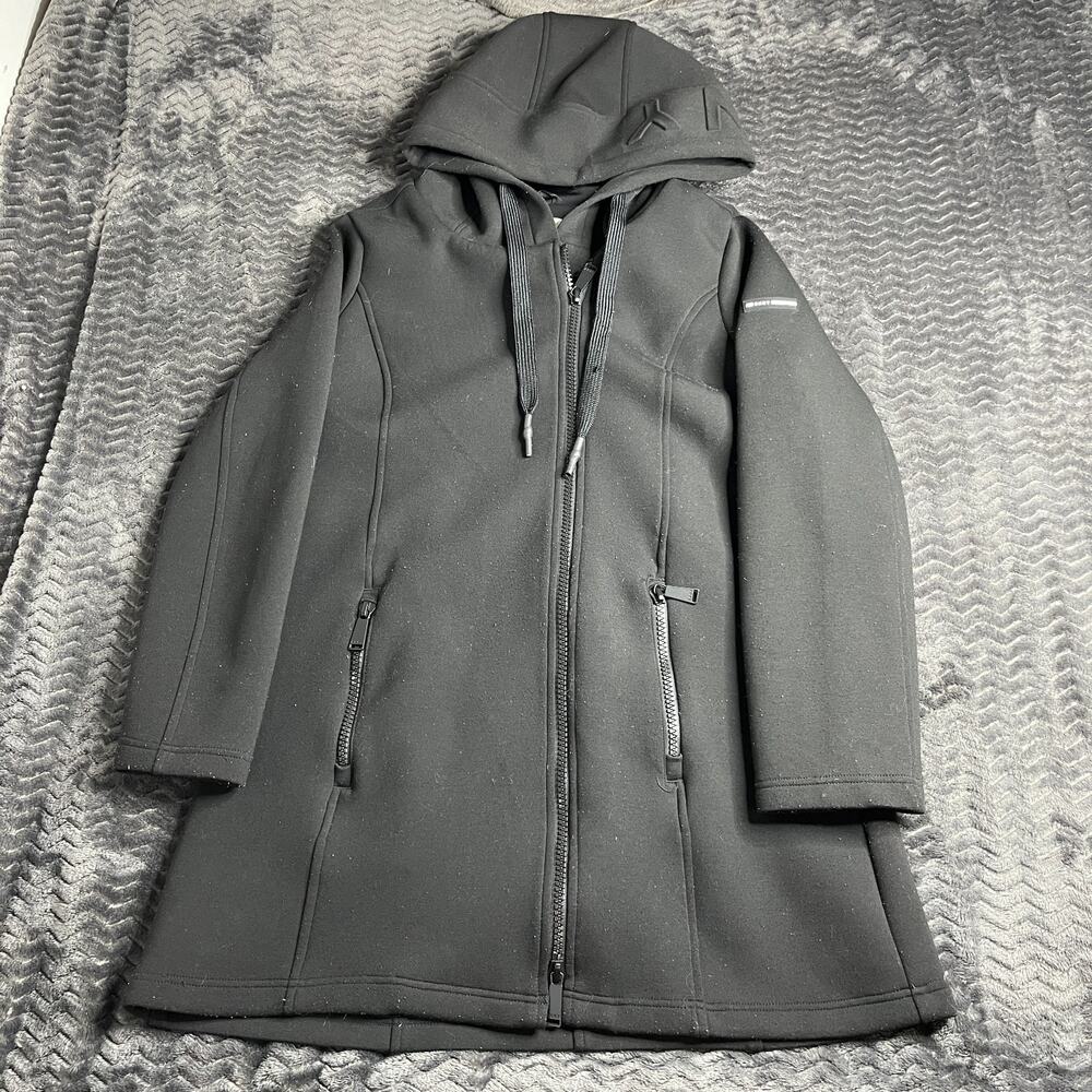 DKNY Sport Asymmetrical Hooded Scuba Jacket black size Large